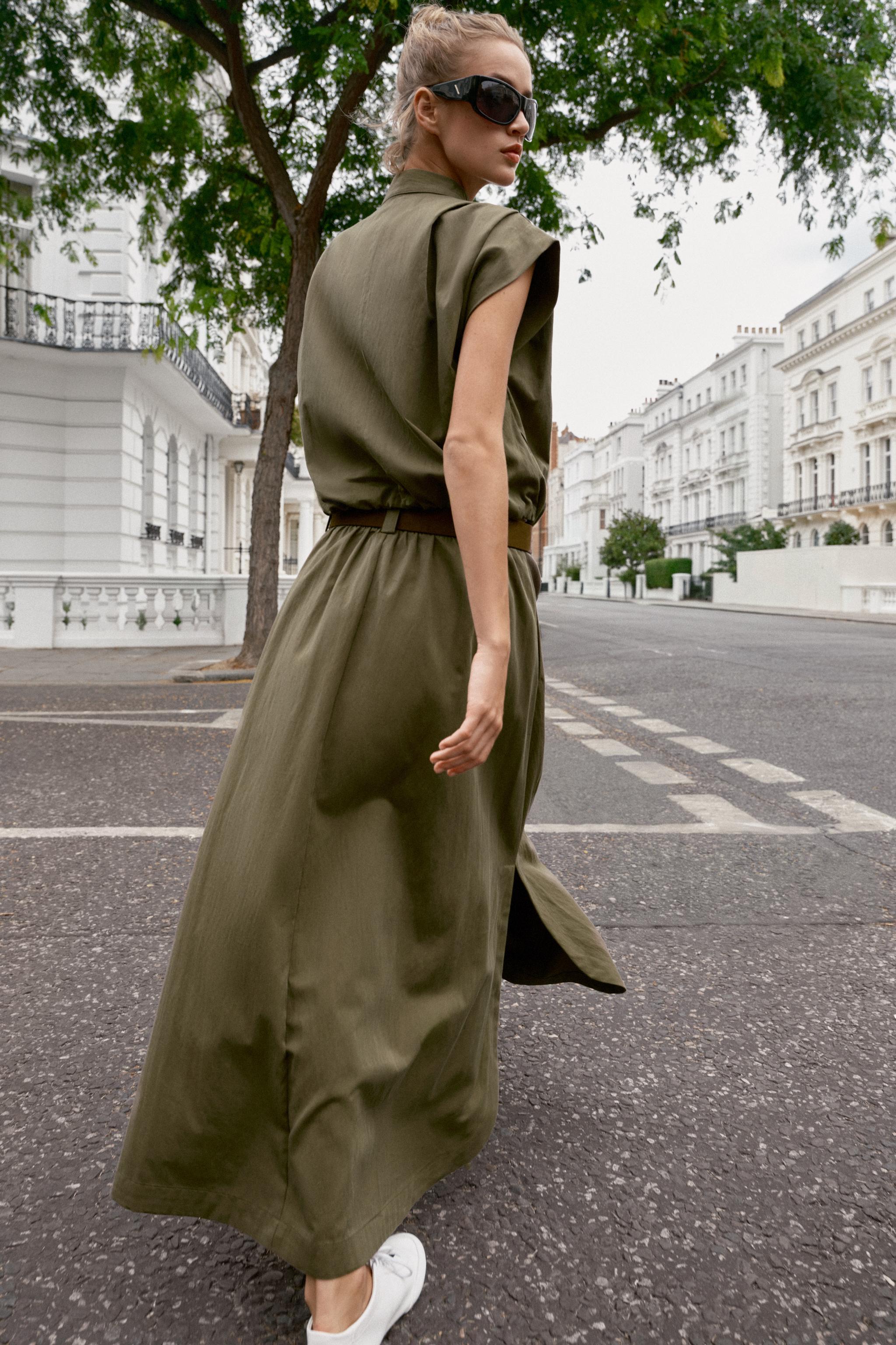 JUPE CAPE MI-LONGUE AVEC CEINTURE